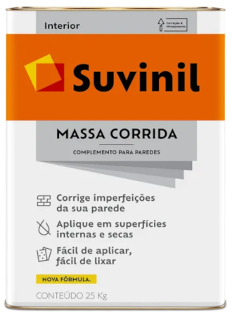 Massa Corrida Suvinil 25kg - Loja de Material de construção e Ferragens Machado de Assis, Aclimação, Vila Mariana, Paraíso e Região.